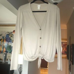 🌺 H&M Button Front Sweater with Tie Sz S